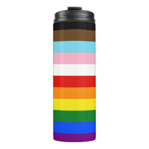 SlipperyJoe's Eleven Stripe Pride Flag blends Phil Thermal Tumbler