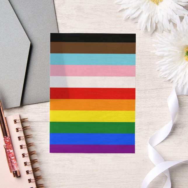 SlipperyJoe's Eleven Stripe Pride Flag blends Phil Vellum Invitations (Wedding)