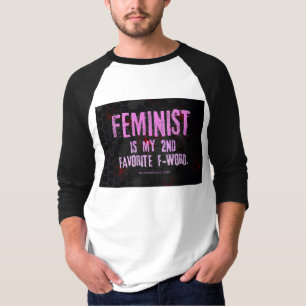 SlipperyJoe's Feminist f-word glowing red 3-D blac T-Shirt