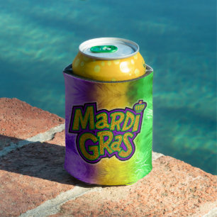 SlipperyJoe's festive Mardi Gras theme crown reinf Can Cooler