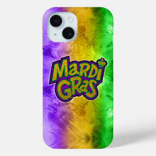 SlipperyJoe's festive Mardi Gras theme crown reinf iPhone 15 Case
