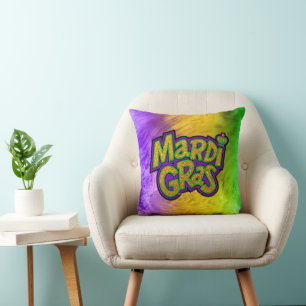 SlipperyJoe's festive Mardi Gras theme crown reinf Cushion
