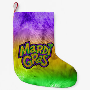 SlipperyJoe's festive Mardi Gras theme crown reinf Small Christmas Stocking