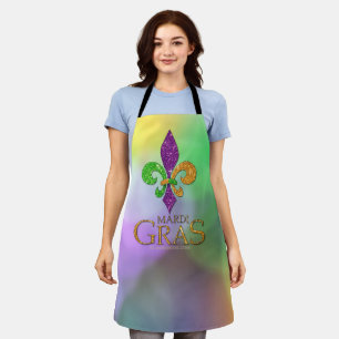 SlipperyJoe's festive Mardi Gras themed purple gre Apron