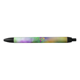 SlipperyJoe's festive Mardi Gras themed purple gre Black Ink Pen