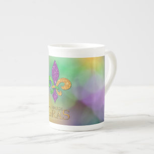SlipperyJoe's festive Mardi Gras themed purple gre Bone China Mug
