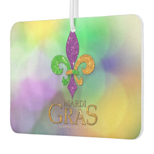 SlipperyJoe's festive Mardi Gras themed purple gre Car Air Freshener