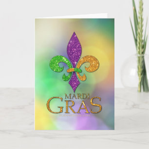 SlipperyJoe's festive Mardi Gras themed purple gre Card