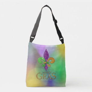 SlipperyJoe's festive Mardi Gras themed purple gre Crossbody Bag