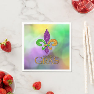 SlipperyJoe's festive Mardi Gras themed purple gre Napkin