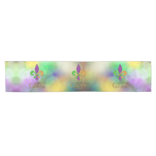 SlipperyJoe's festive Mardi Gras themed purple gre Short Table Runner