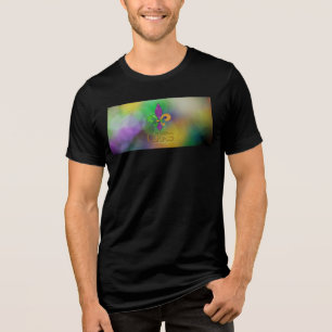 SlipperyJoe's festive Mardi Gras themed purple gre Tri-Blend Shirt