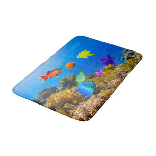 SlipperyJoe's Fish Pride tropical green blue purpl Bath Mat