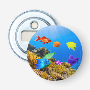 SlipperyJoe's Fish Pride tropical green blue purpl Bottle Opener