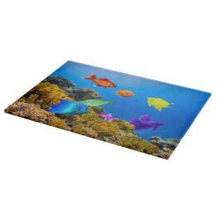 SlipperyJoe's Fish Pride tropical green blue purpl Cutting Board