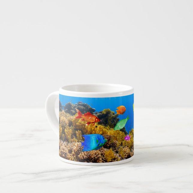 SlipperyJoe's Fish Pride tropical green blue purpl Espresso Cup (Front Left)