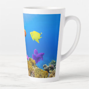 SlipperyJoe's Fish Pride tropical green blue purpl Latte Mug
