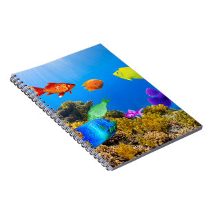 SlipperyJoe's Fish Pride tropical green blue purpl Notebook