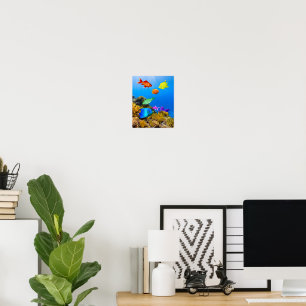 SlipperyJoe's Fish Pride tropical green blue purpl Poster