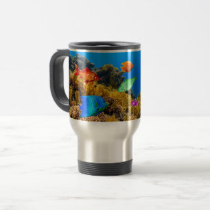 SlipperyJoe's Fish Pride tropical green blue purpl Travel Mug