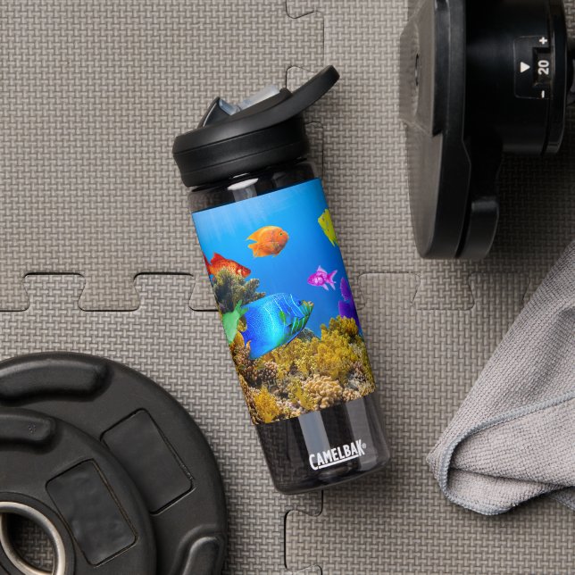 SlipperyJoe's Fish Pride tropical green blue purpl Water Bottle (Gym)