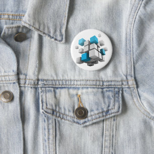 SlipperyJoe's floating cluster of cubes size varie 6 Cm Round Badge