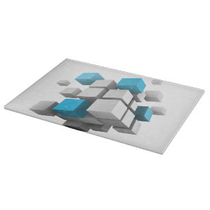 SlipperyJoe's floating cluster of cubes size varie Cutting Board