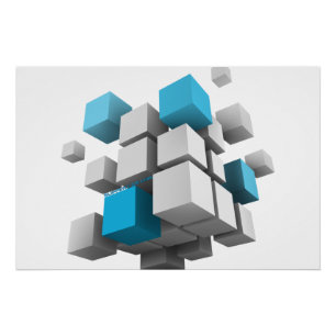 SlipperyJoe's floating cluster of cubes size varie Poster