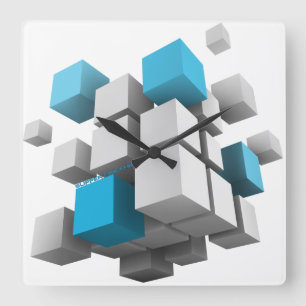 SlipperyJoe's floating cluster of cubes size varie Square Wall Clock