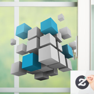 SlipperyJoe's floating cluster of cubes size varie Window Cling