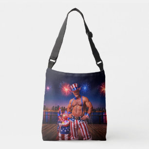 SlipperyJoe's Fourth of July celebration bare hair Crossbody Bag