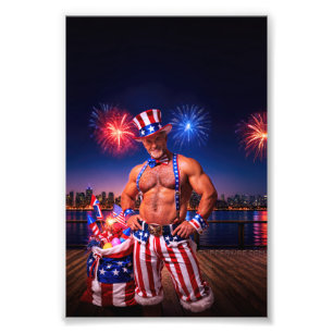 SlipperyJoe's Fourth of July celebration bare hair Photo Print