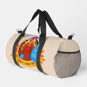 SlipperyJoe's fun cartoon-style Thanksgiving desig Duffle Bag