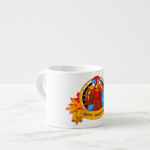SlipperyJoe's fun cartoon-style Thanksgiving desig Espresso Cup