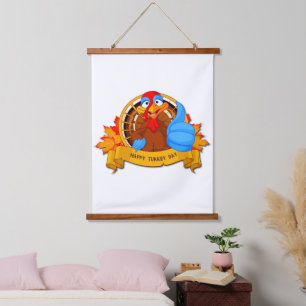 SlipperyJoe's fun cartoon-style Thanksgiving desig Hanging Tapestry