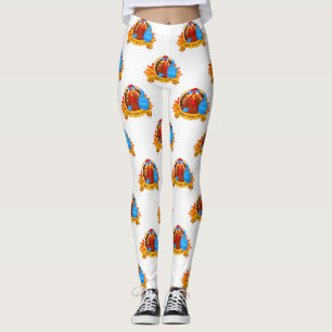 SlipperyJoe's fun cartoon-style Thanksgiving desig Leggings