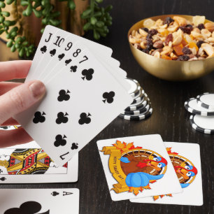 SlipperyJoe's fun cartoon-style Thanksgiving desig Playing Cards