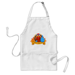 SlipperyJoe's fun cartoon-style Thanksgiving desig Standard Apron