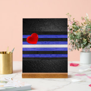 SlipperyJoe's Gay Leather Pride flag black royal b Acrylic Sign