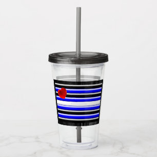 SlipperyJoe's Gay Leather Pride flag black royal b Acrylic Tumbler