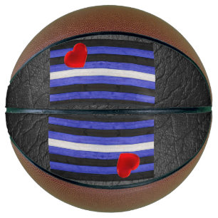 SlipperyJoe's Gay Leather Pride flag black royal b Basketball