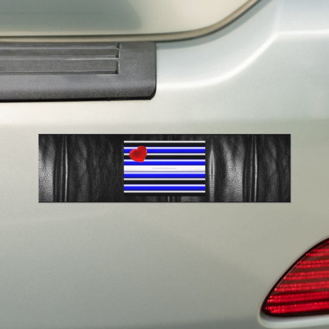 SlipperyJoe's Gay Leather Pride flag black royal b Bumper Sticker (On Car)