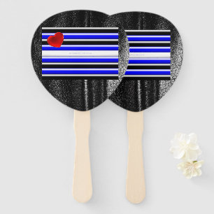 SlipperyJoe's Gay Leather Pride flag black royal b Hand Fan
