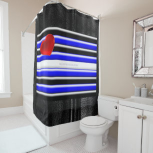 SlipperyJoe's Gay Leather Pride flag black royal b Shower Curtain