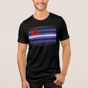 SlipperyJoe's Gay Leather Pride flag black royal b Tri-Blend Shirt