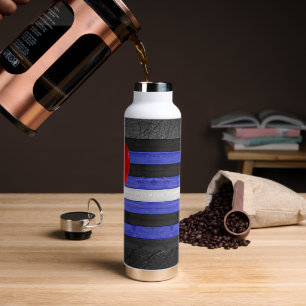 SlipperyJoe's Gay Leather Pride flag black royal b Water Bottle