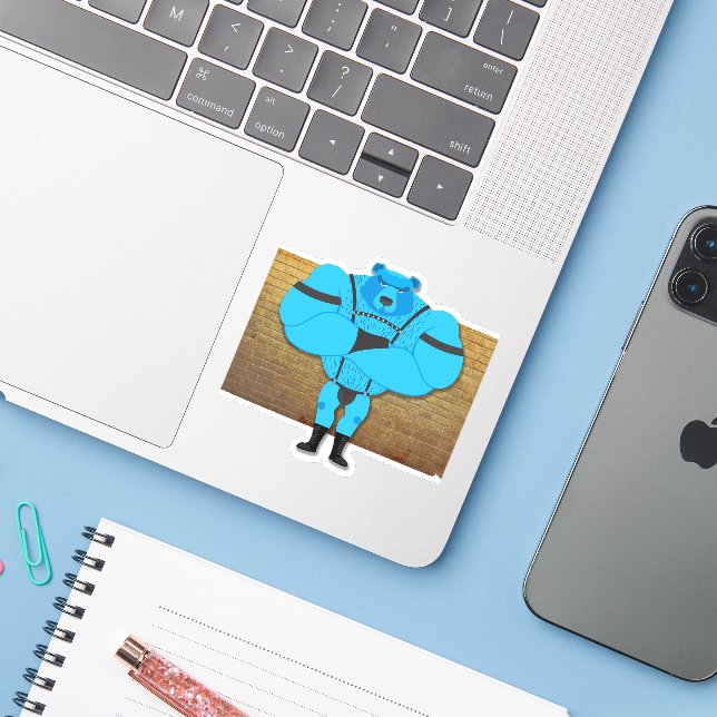 SlipperyJoe's gay muscle bear cartoon thong leathe (Laptop w/ iPhone)