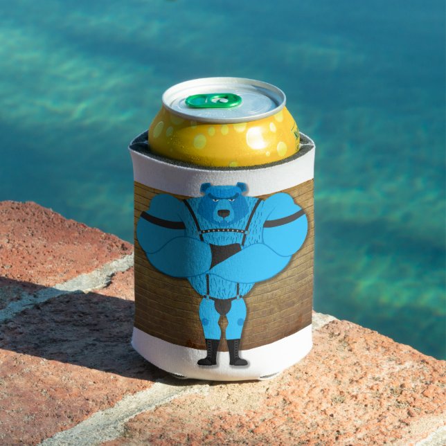 SlipperyJoe's gay muscle bear cartoon thong leathe Can Cooler (In Situ Pool)