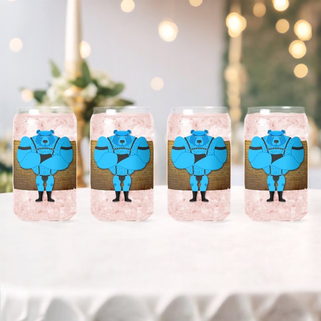 SlipperyJoe's gay muscle bear cartoon thong leathe Can Glass (Insitu (Wedding))