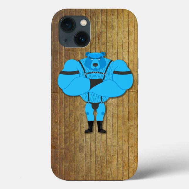 SlipperyJoe's gay muscle bear cartoon thong leathe Case-Mate iPhone Case (Back)
